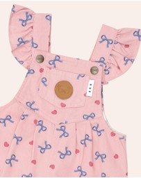 Huxbaby - Hearts and Bows Frill Overalls - Babies-Kids