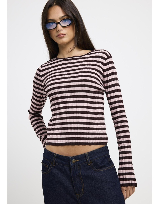 Subtitled - Holland Boat Neck Long Sleeve Knit Top