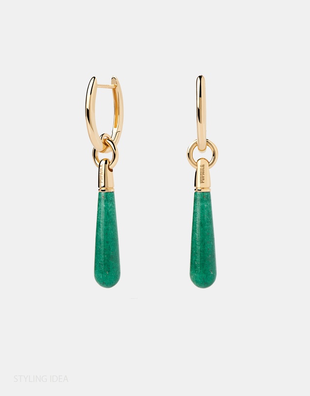 PDPAOLA - Green Aventurine Large Jupiter Hoop Earrings