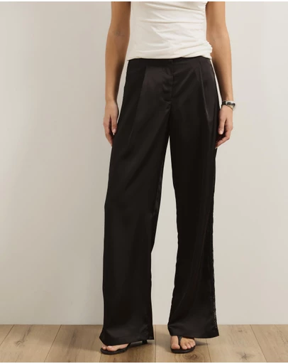 Atmos&Here - Ella Lace Detail Satin Trousers