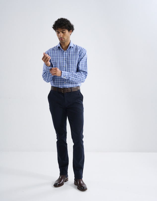 3 Wise Men - 3 Wise Men Driftwood Blue Check Shirt