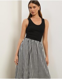Atmos&Here - Lydia Gingham Midi Skirt
