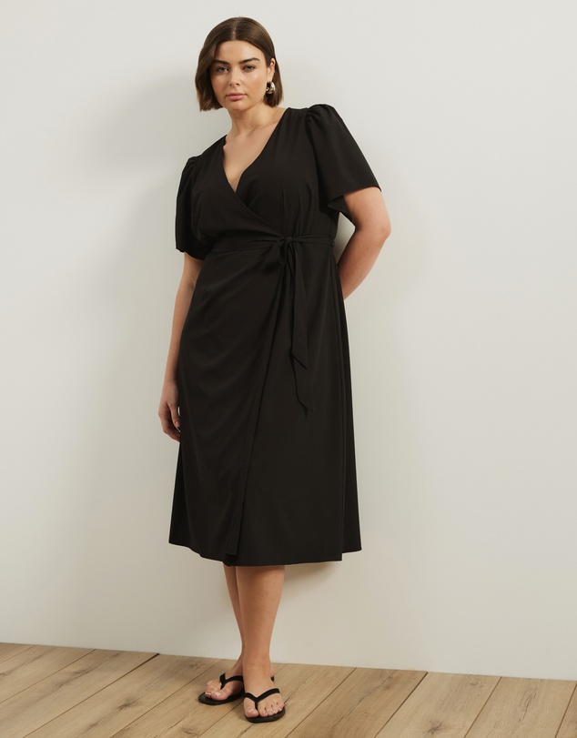 Atmos&Here Curvy - Daisy Flutter Sleeve Midi Dress