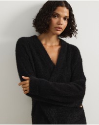 Atmos&Here - Cara Asymmetric Buttoned Knit Cardigan
