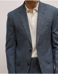 Trenery - Cotton Wool Blend Blazer in Navy