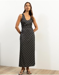 Atmos&Here - Lowen Satin Polka Dot Midi Dress