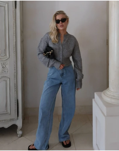 Dazie - Naples Pleat High Waisted Relaxed Jeans