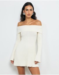 AERE - Gabi Off Shoulder Knitted Mini Dress