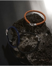 Najo - Mariner Black Leather & Steel Bracelet (21cm)
