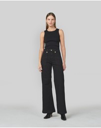 DRICOPER DENIM - Piper Black Wide Leg Trousers