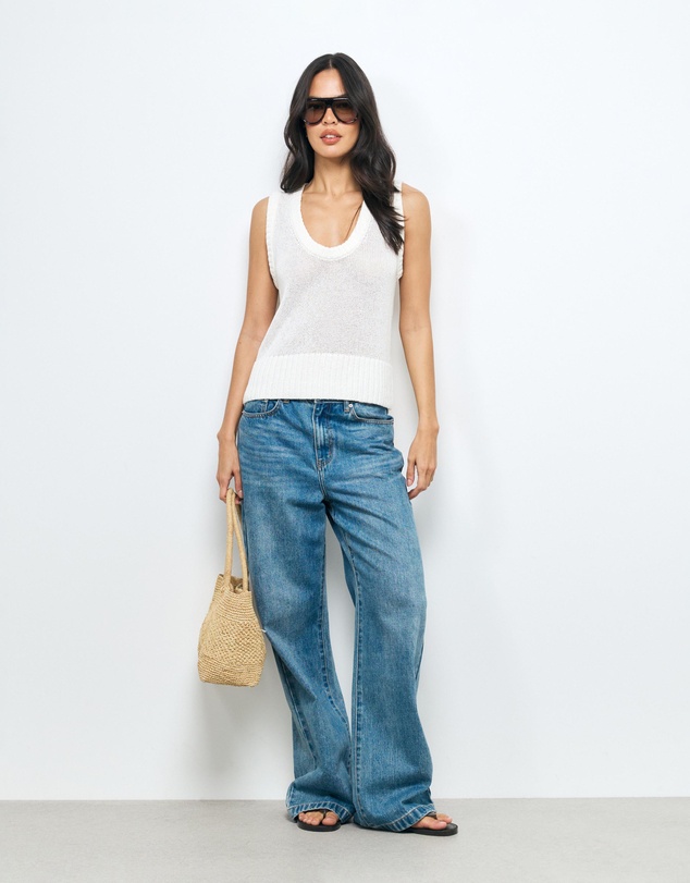 AERE - Lori Textured Organic Cotton Knit Vest