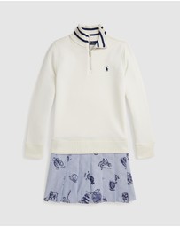 Polo Ralph Lauren - Print-Skirt Terry Quarter-Zip Dress - ICONIC EXCLUSIVE - Teens