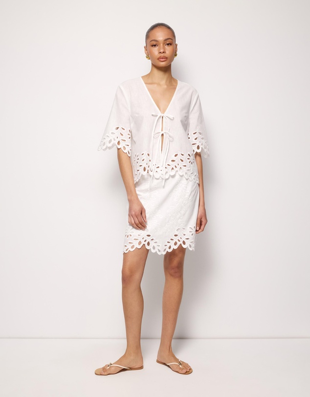 AERE - Adria Broderie Tie Front Top