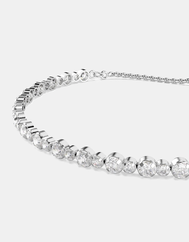 Swarovski - Matrix Tennis Bracelet, Mixed Round Cuts, White, Rhodium Plated