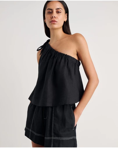 Jag - Ariel One Shoulder Linen Top