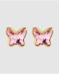 Elli Jewelry - Earrings Stud Crystal Butterfly 925 Sterling Silver Gold-Plated