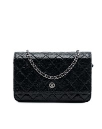 Pre-Loved by Azura Reborn - Pre-Loved CC Quilted Crinkled Patent Wallet On Chain