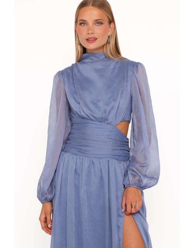 Petal & Pup - Neveah Long Sleeve Maxi Dress - Dusty Blue
