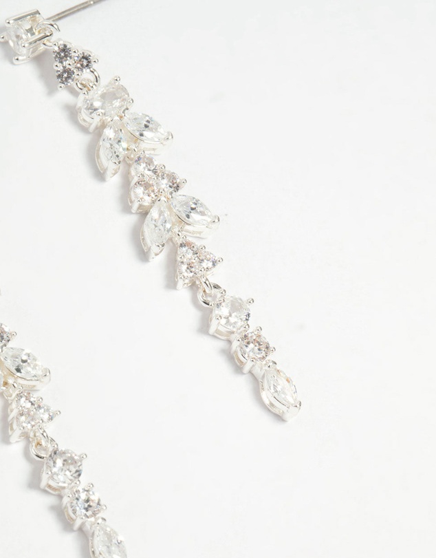 Lovisa - Silver Plated Cubic Zirconia Alternating Vine Linear Drop Earrings