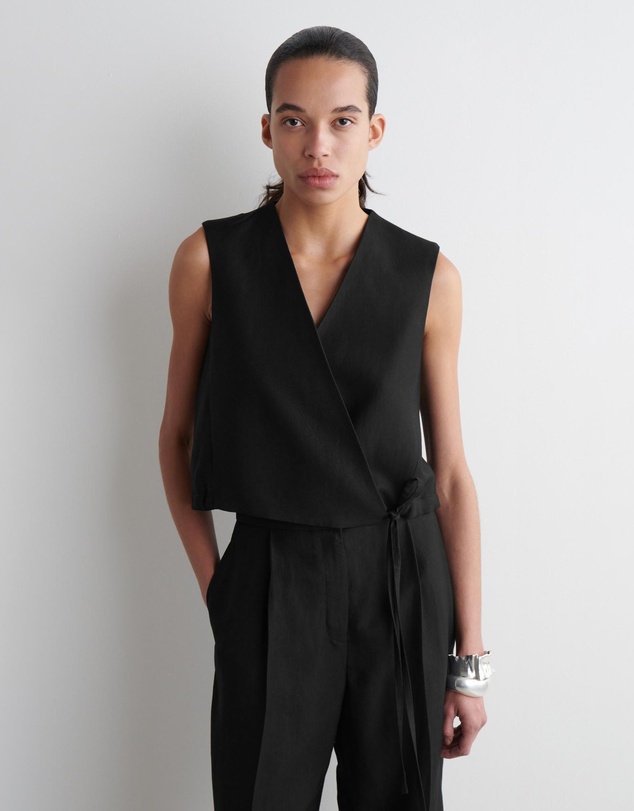COS - Tie-Detail Linen-Blend Wrap Waistcoat