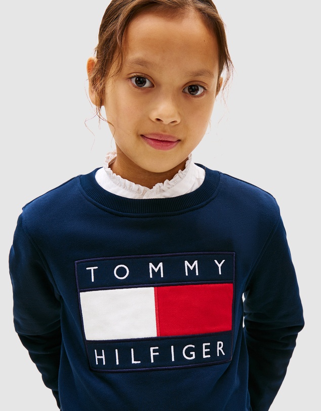 Tommy Hilfiger - Heritage Flag Applique Crew Neck Sweatshirt - Kids