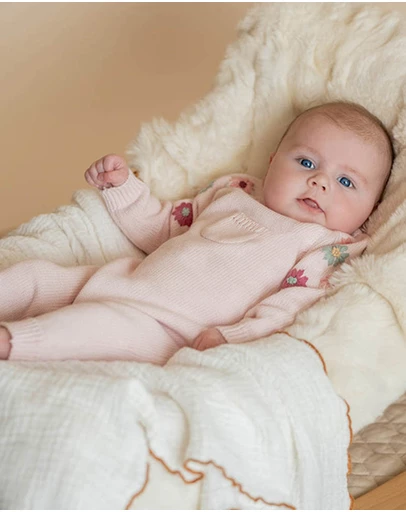 Bebe by Minihaha - Emmy Organic Hand Embroidered Knitted Romper - Babies
