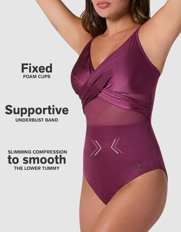 Leonisa - Recycled Nylon Shaping One-Piece Swimsuit with Mesh