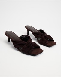 Atmos&Here - Ember Twist Detail Square Toe Suede Heels