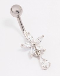 Lovisa - Surgical Steel Cubic Zirconia Flower & Pear Threadless Belly Bar