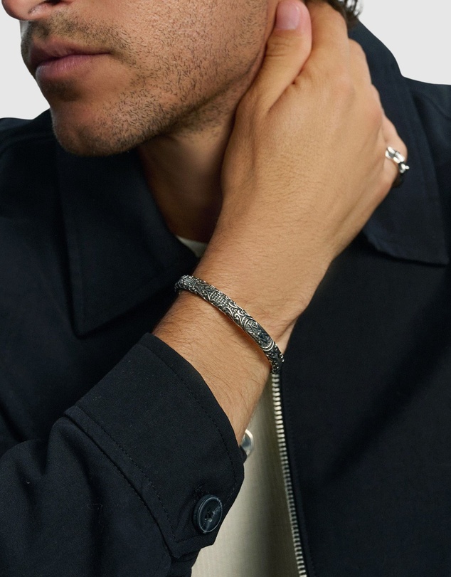 Nialaya Jewellery - Vintage Cuff Bracelet in Silver