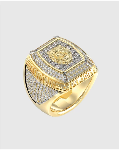 GUESS - 14MM LION PAVE Gold-Tone SIGNET RING