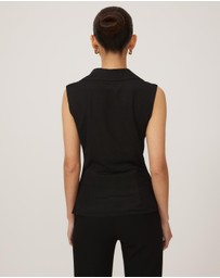 Tussah - Sleeveless Jersey Button Up Top