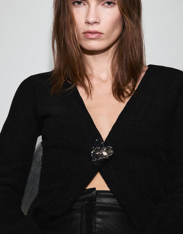 M.N.G - Knitted Cardigan With Jewel Button