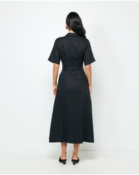 AERE - Orien Tuck Waist Linen Shirt Dress