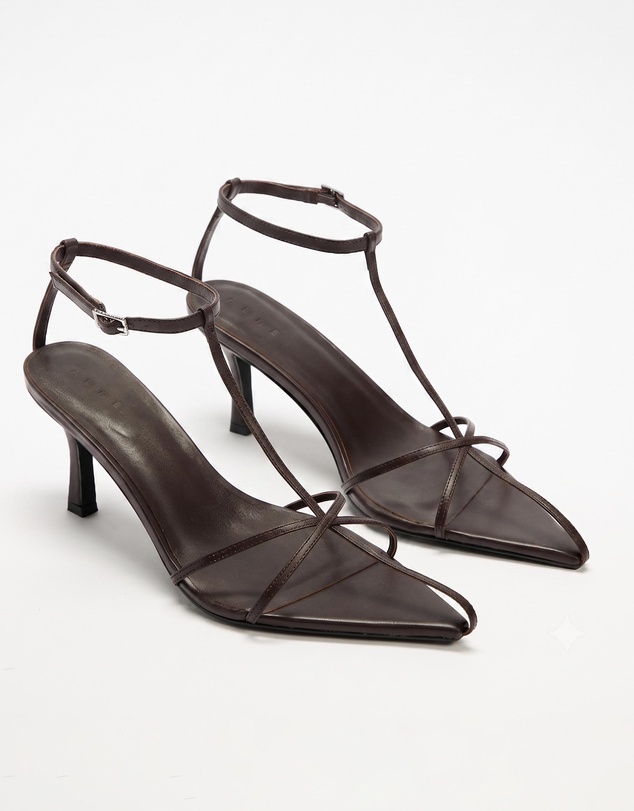 AERE - Leather Point Toe Strappy Heels