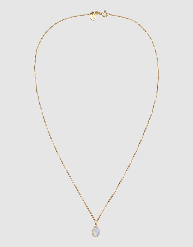 Elli Jewelry - Moonstone Teardrop Necklace in Gold-Plated 925 Silver