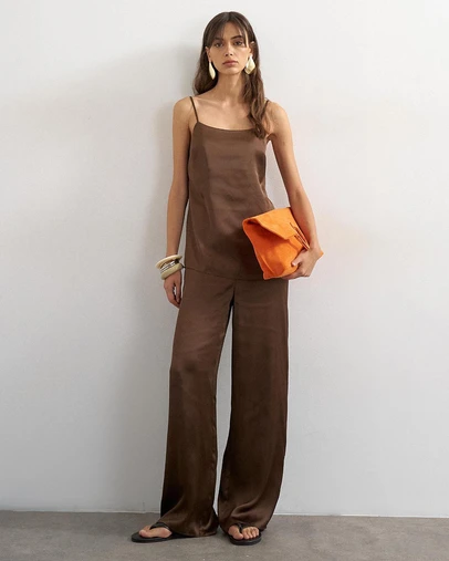 TOPSHOP - Bianca Satin Wide Leg Trousers