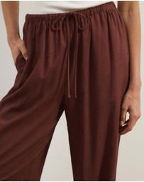 Atmos&Here - Tenley Wide Leg Drawstring Linen Blend Pants