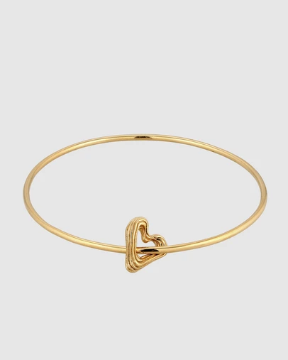 Elli Jewelry - Wavy Open Heart Bangle in Gold-Plated 925 Silver