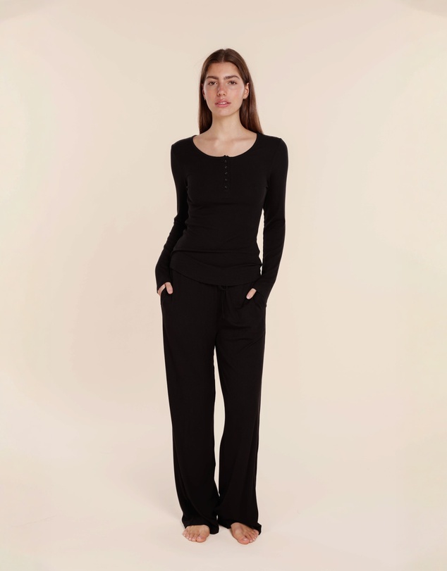 Gingerlilly - Lille Ribbed Long Sleeve Henley Top