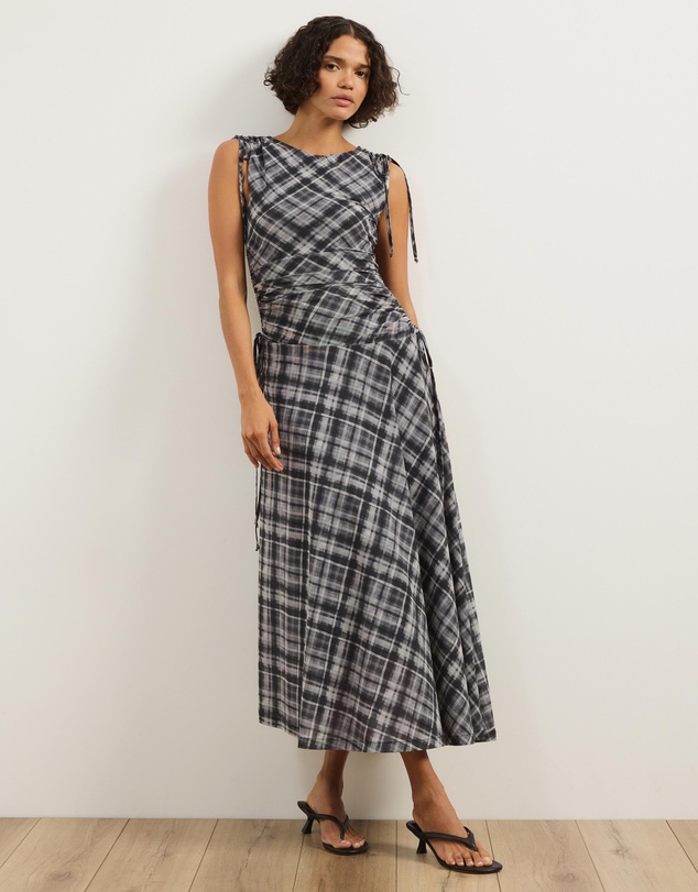 Atmos&Here - Kara Asymmetric Mesh Maxi Dress
