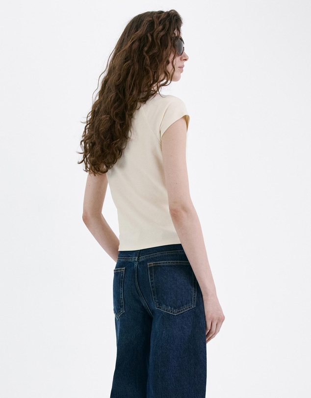 M.N.G - Cotton T-Shirt with Contrast Piping