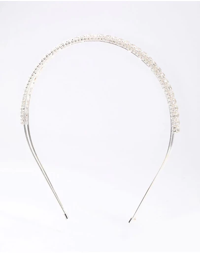 Lovisa - Silver Cubic Zirconia Round Stone Encased Headband