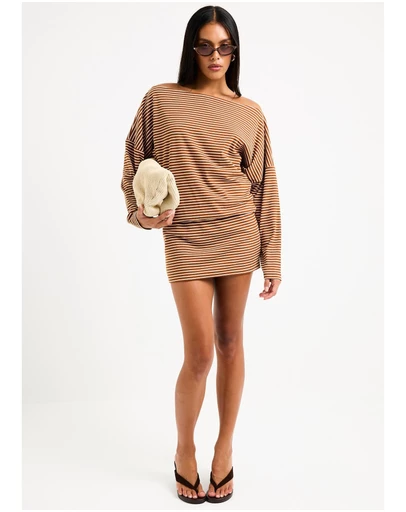 Insight - Dara Stripe Off Shoulder Mini Dress