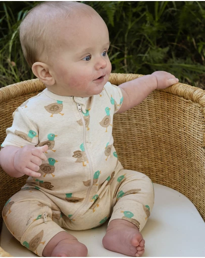 Purebaby - Rib S/Sleeve Growsuit-Babies