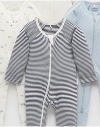 Purebaby - 4 Pack Zip Growsuit-Babies