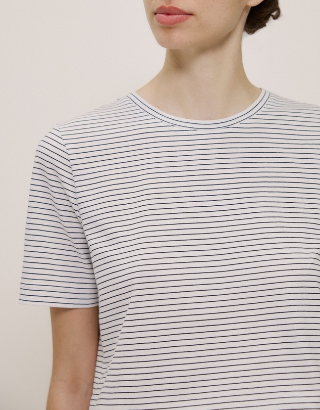 Trenery - Australian Cotton Mini Stripe T-shirt in Night Sky