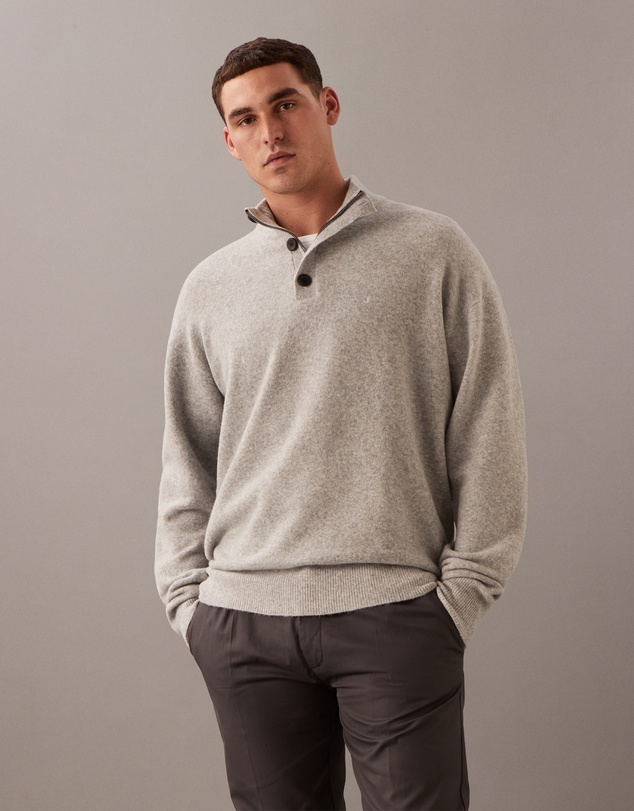Calvin Klein - Merino Button Neck Jumper