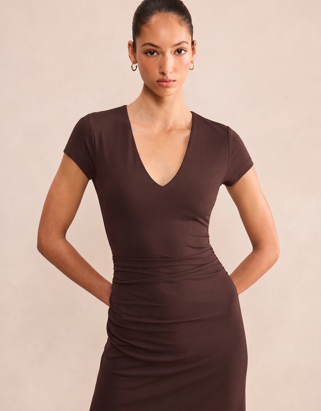 Forever New - Alexandra V-Neck Mesh Midi Dress