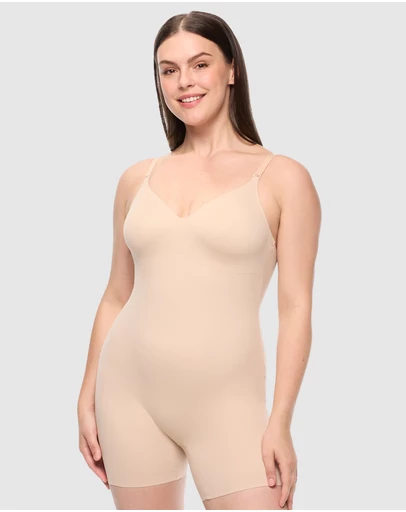 Cupid Fine Shapewear - Dress Rehearsal Mid-Thigh Low Back Shapewear Bodysuit
